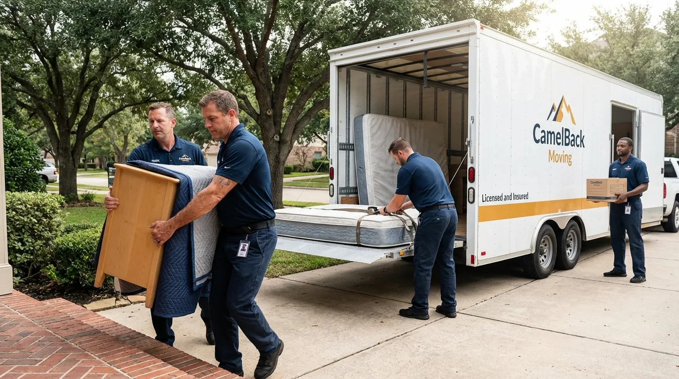 Crew loading residential truck for cross-state move from Show Low, AZ